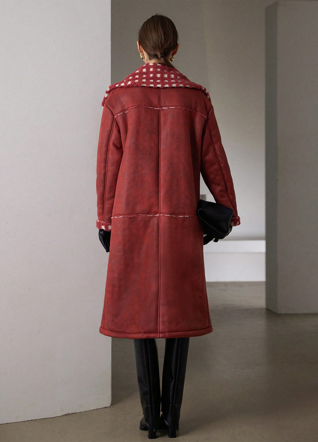 Комбіноване зимнє Пальто двобортне SHEIN