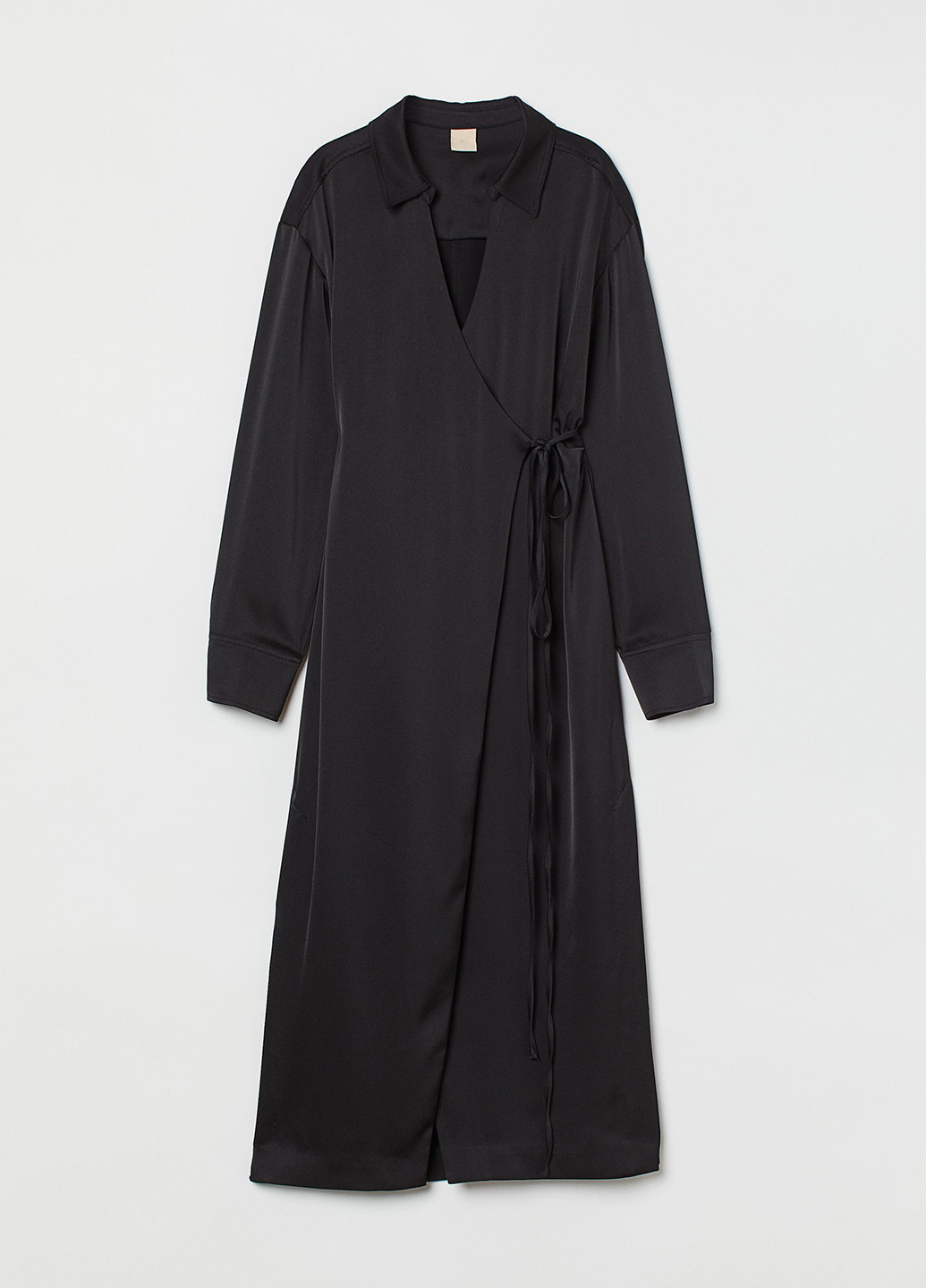 Черное кэжуал платье на запах, клеш H&M однотонное