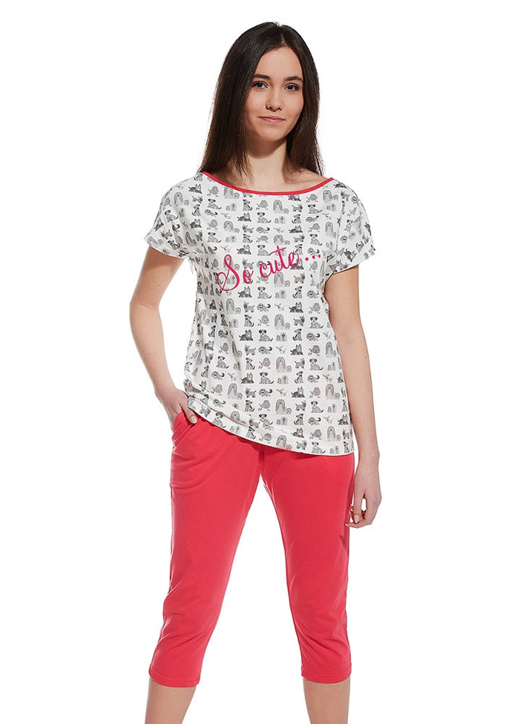 Молочная всесезон пижама (футболка, бриджи) Cornette