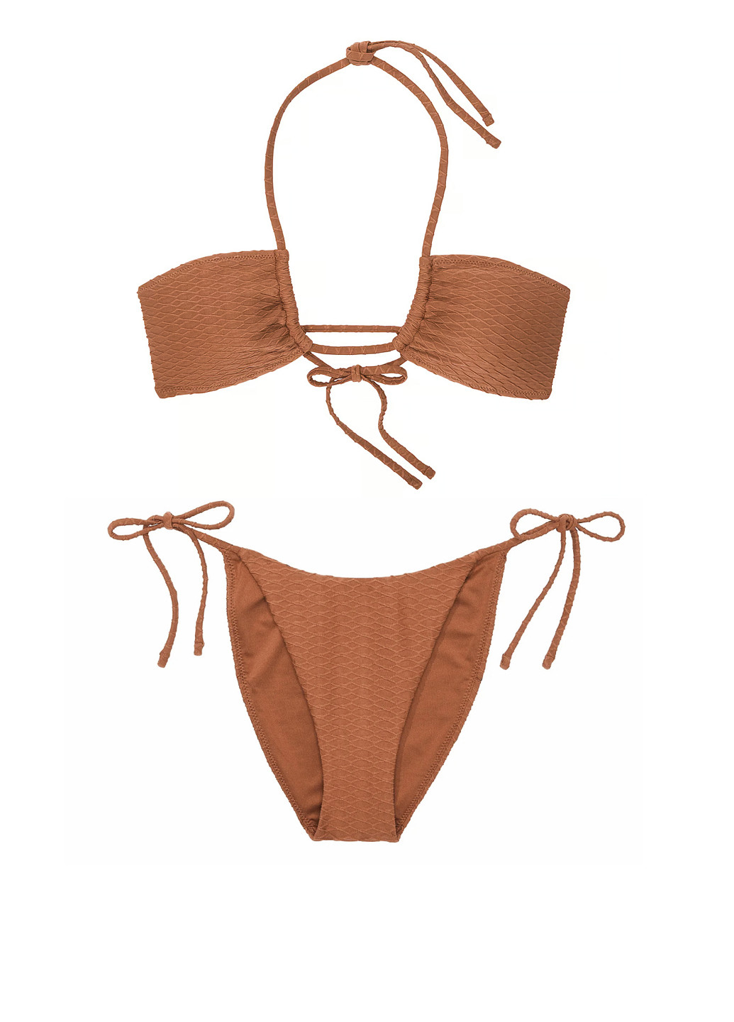 Коричневий літній купальник (ліф, трусики) бандо, роздільний Victoria's Secret