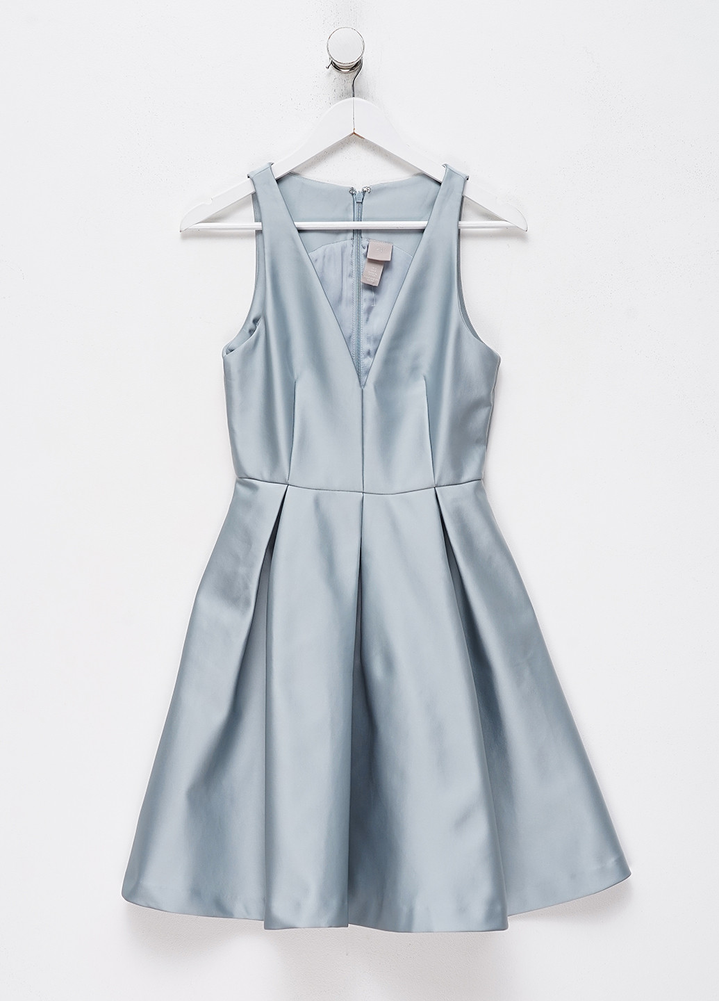 Серо-голубое кэжуал, праздничный платье клеш H&M однотонное