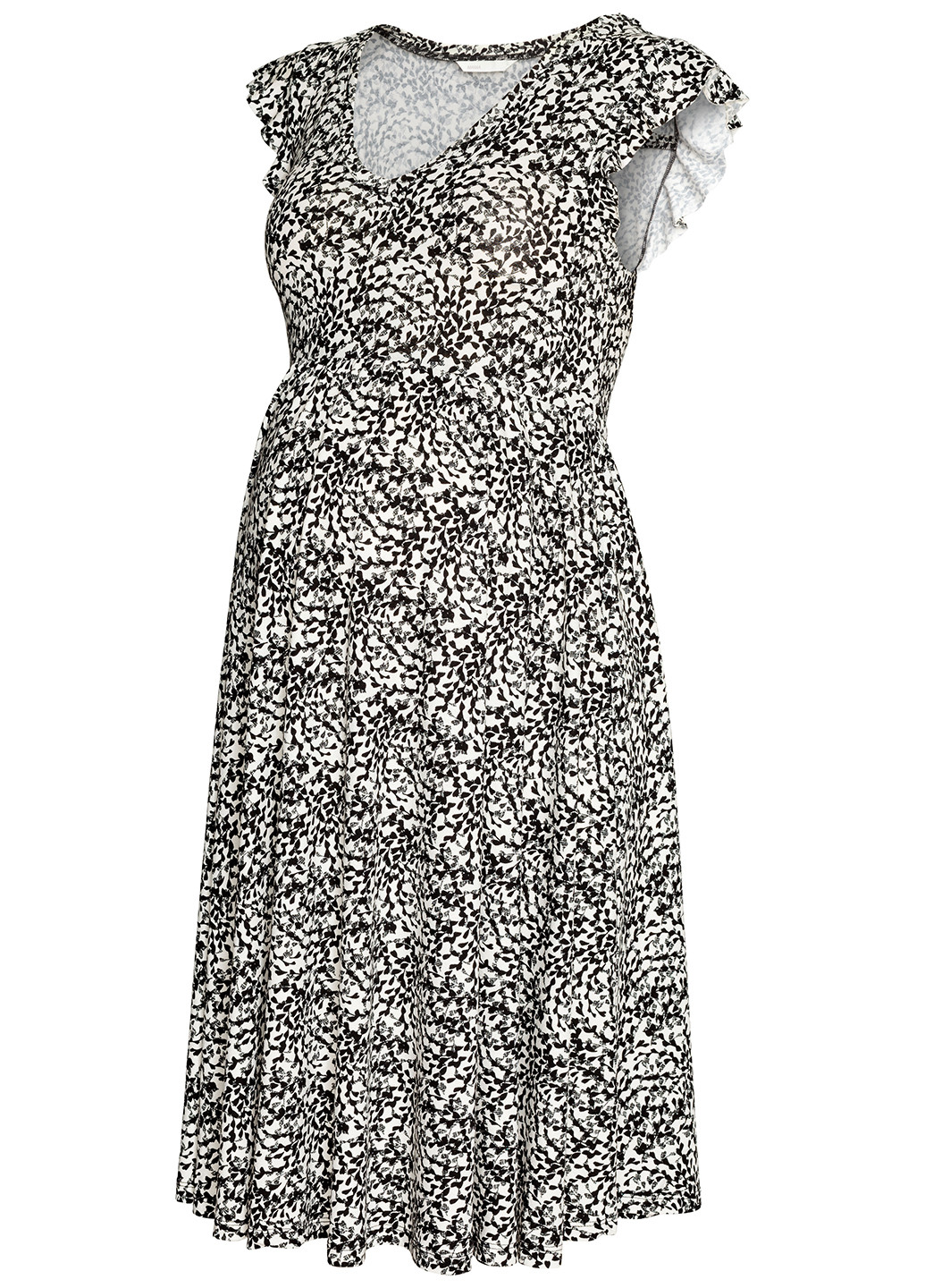Черно-белое кэжуал платье для беременных а-силуэт H&M с абстрактным узором