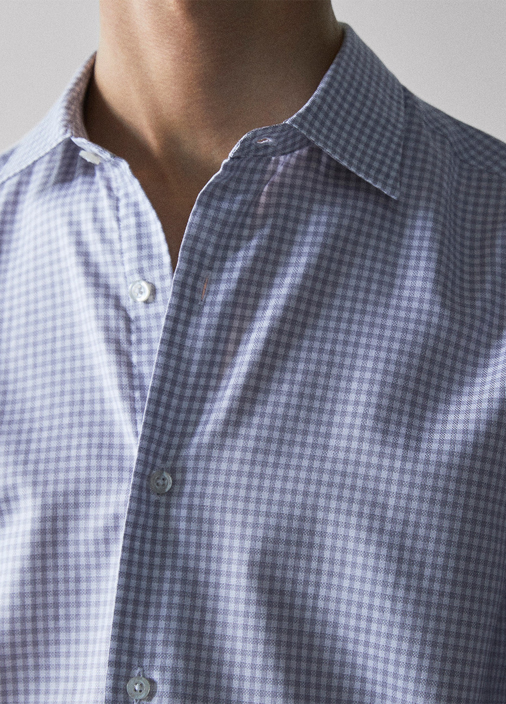 Голубой кэжуал рубашка в клетку Massimo Dutti