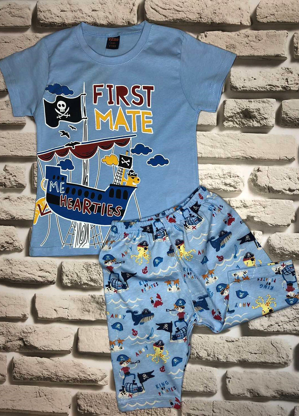 Голубая всесезон пижама (футболка, шорты) футболка + шорты Vitmo baby