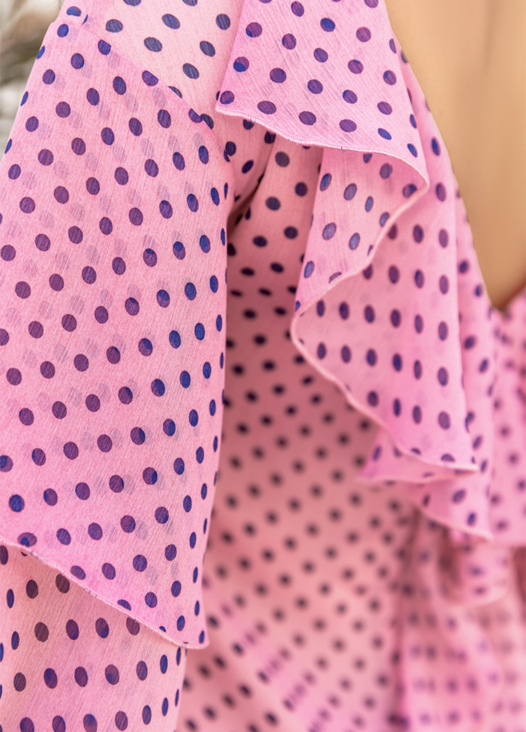 Розовое кэжуал платье рубашка Gepur в горошек