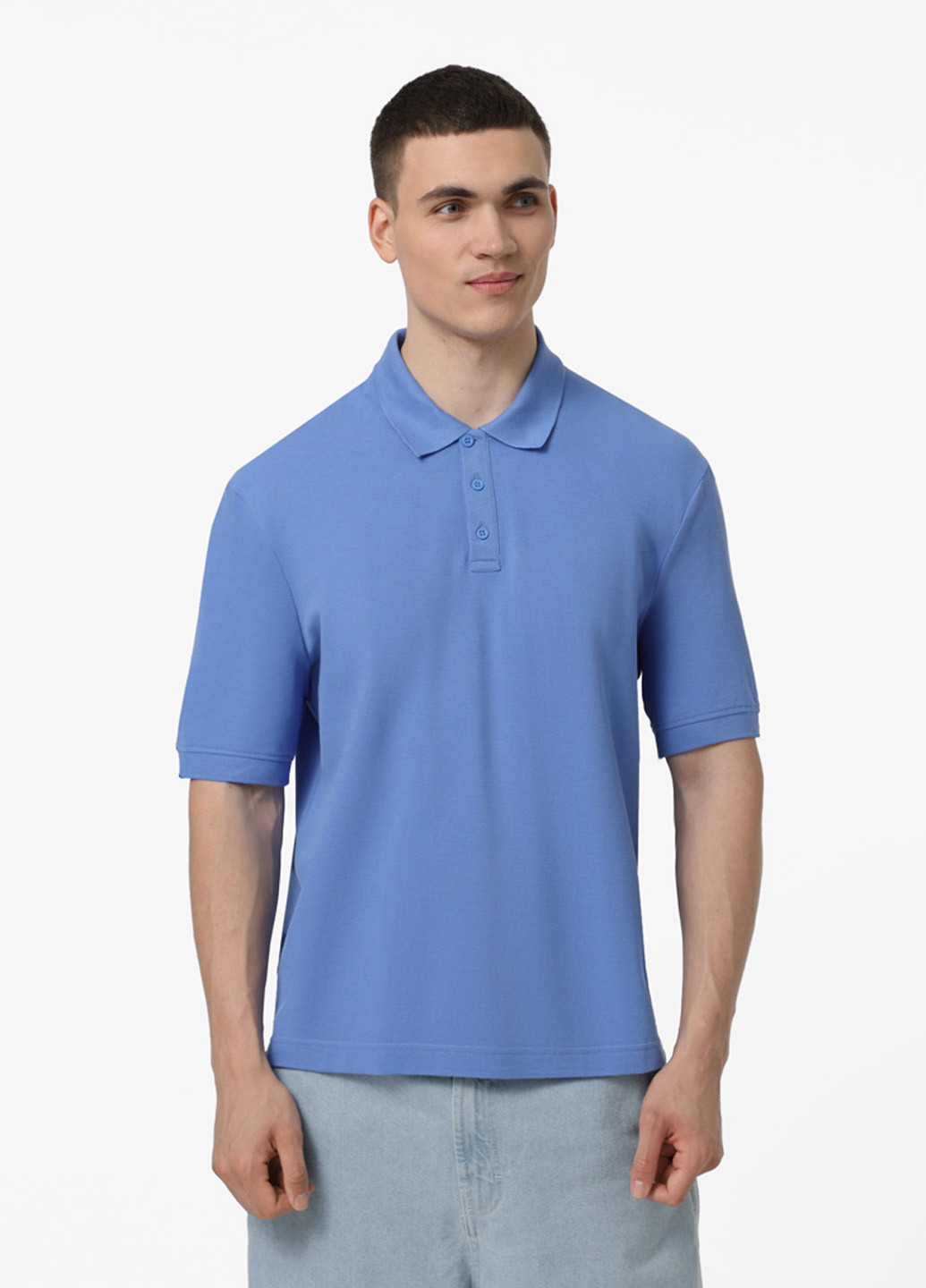 Голубой футболка-поло для мужчин Promin однотонная