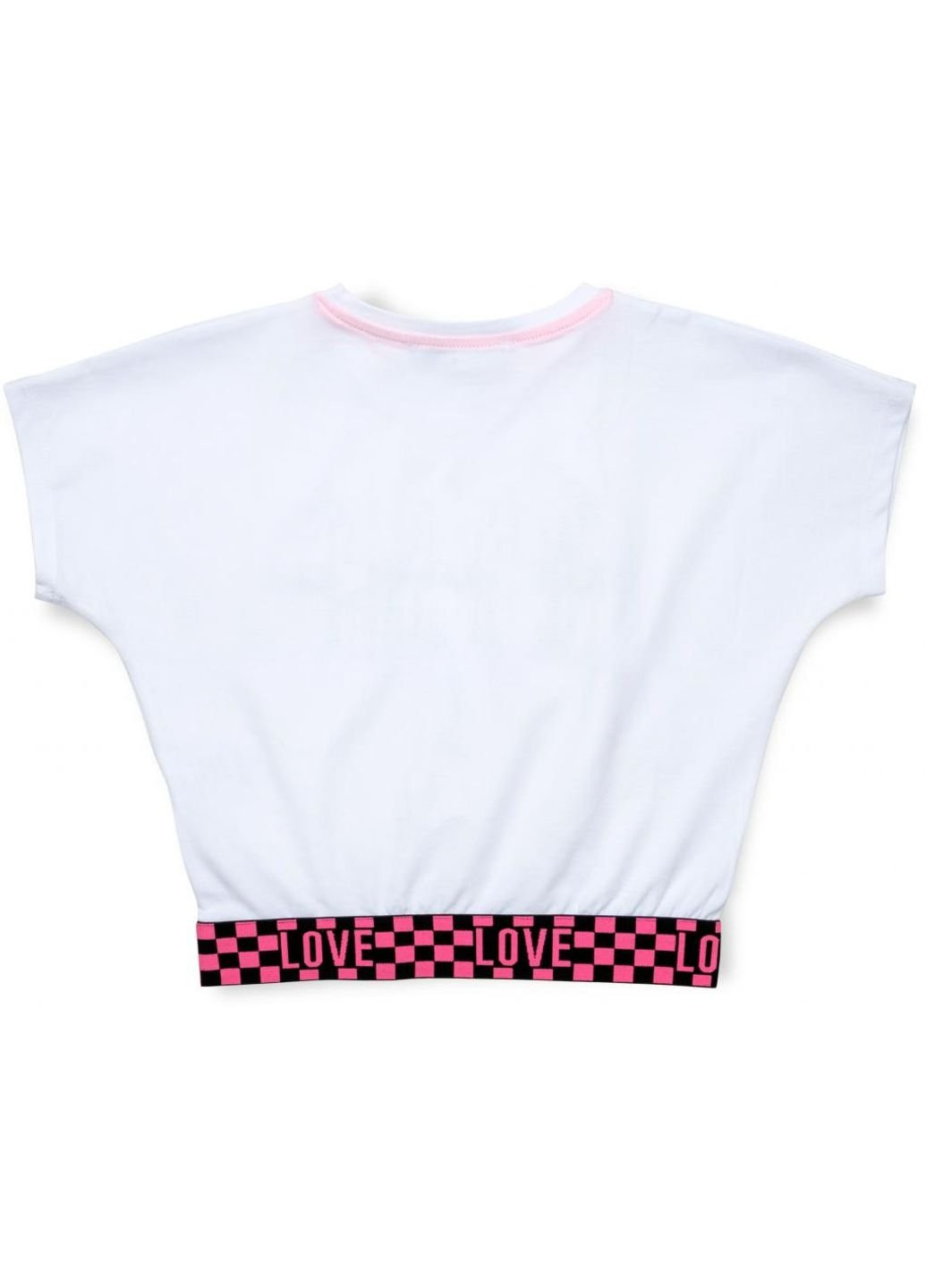 Белая демисезонная футболка детская укороченная (4114-140-white) A-yugi