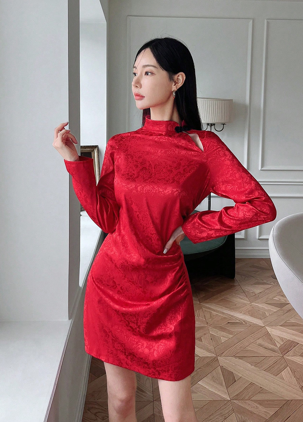 Червона кежуал сукня силуетна SHEIN з квітковим принтом