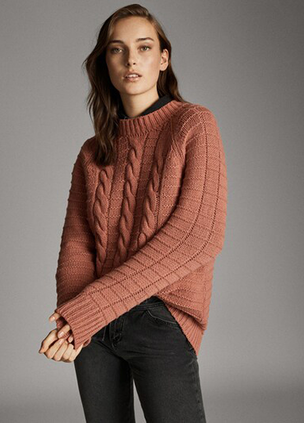 Персиковий демісезонний светр джемпер Massimo Dutti