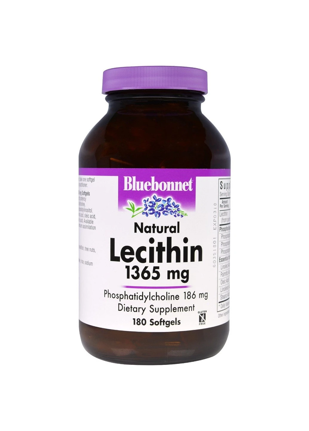 Натуральний Лецитин 1365мг,, 180 желатинових капсул Bluebonnet Nutrition (255407697)