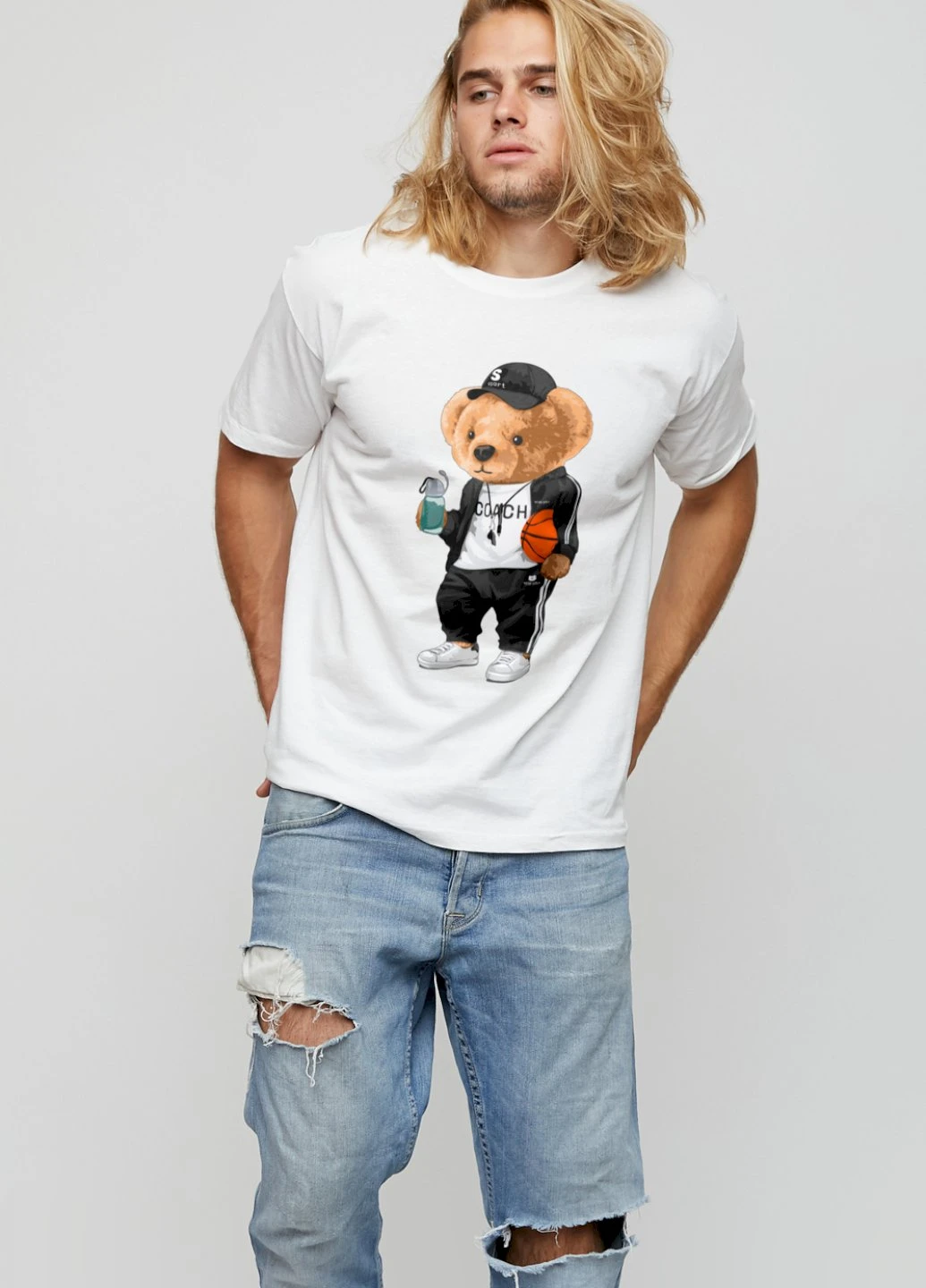 Біла футболка чоловіча basic /air print/ YAPPI