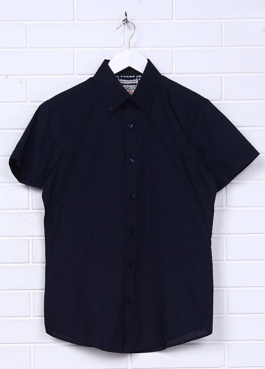 Темно-синяя кэжуал рубашка однотонная Alcott с коротким рукавом