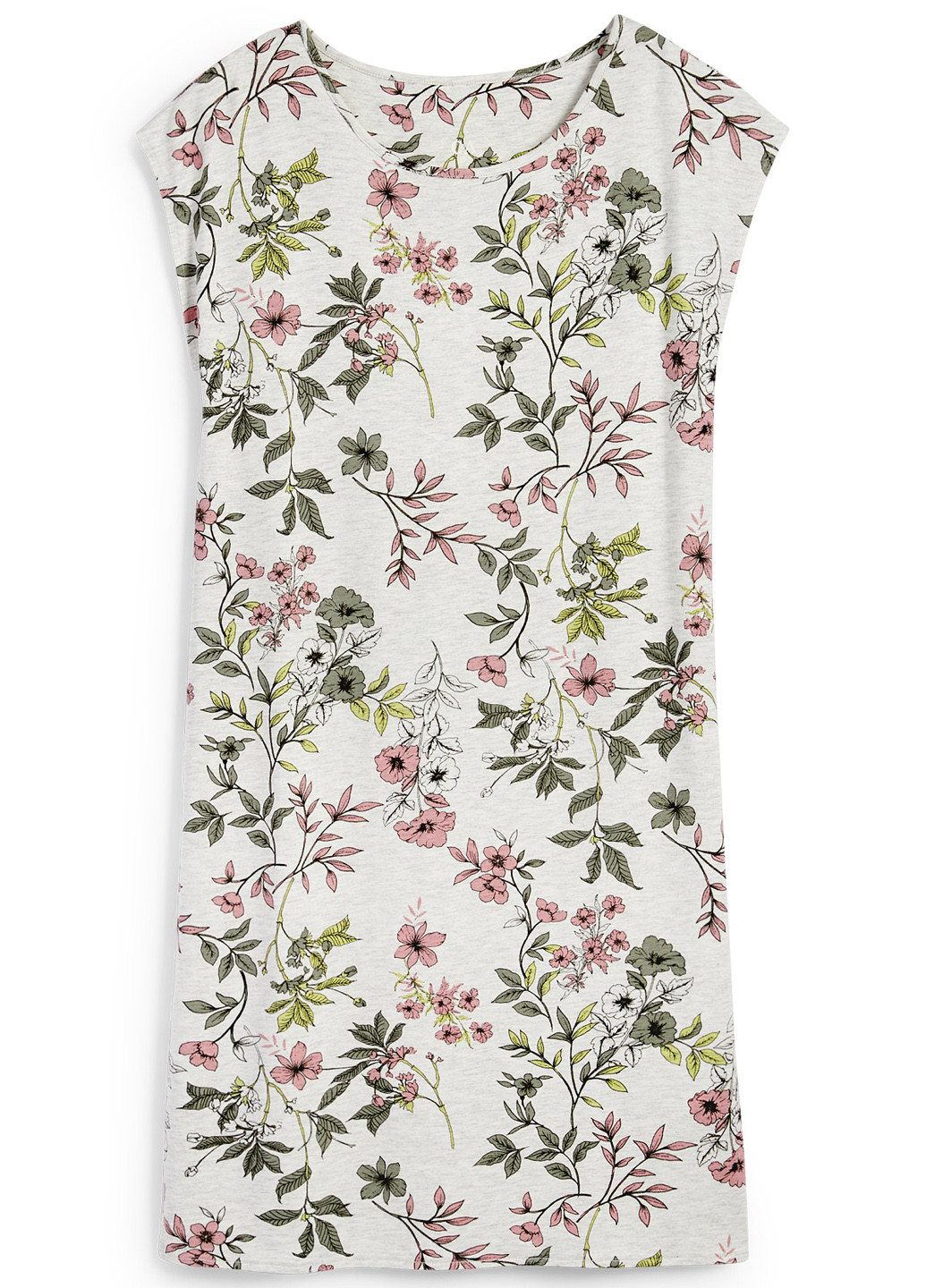 Светло-серое кэжуал платье платье-футболка C&A с цветочным принтом