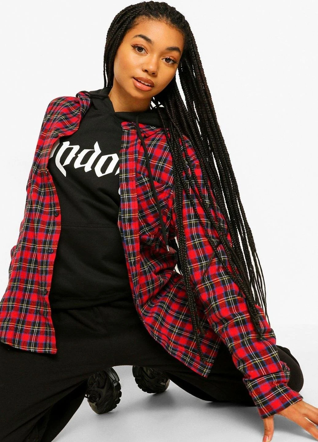 Красная кэжуал рубашка в клетку Boohoo