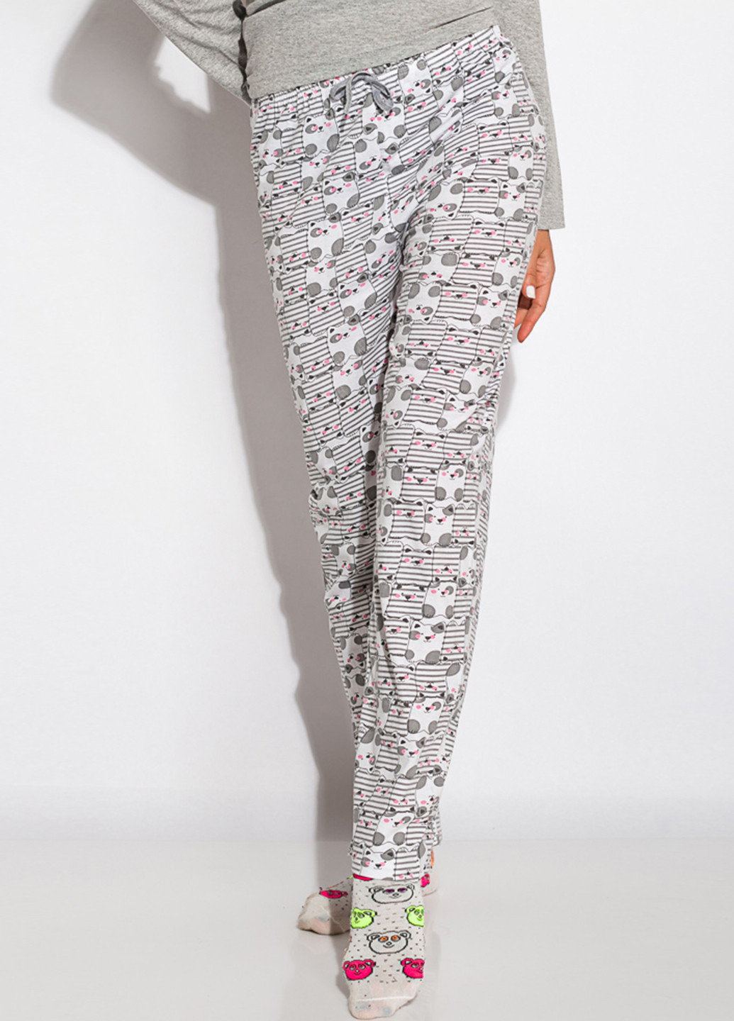 Светло-серая всесезон пижама (лонгслив, брюки) лонгслив + брюки Time of Style