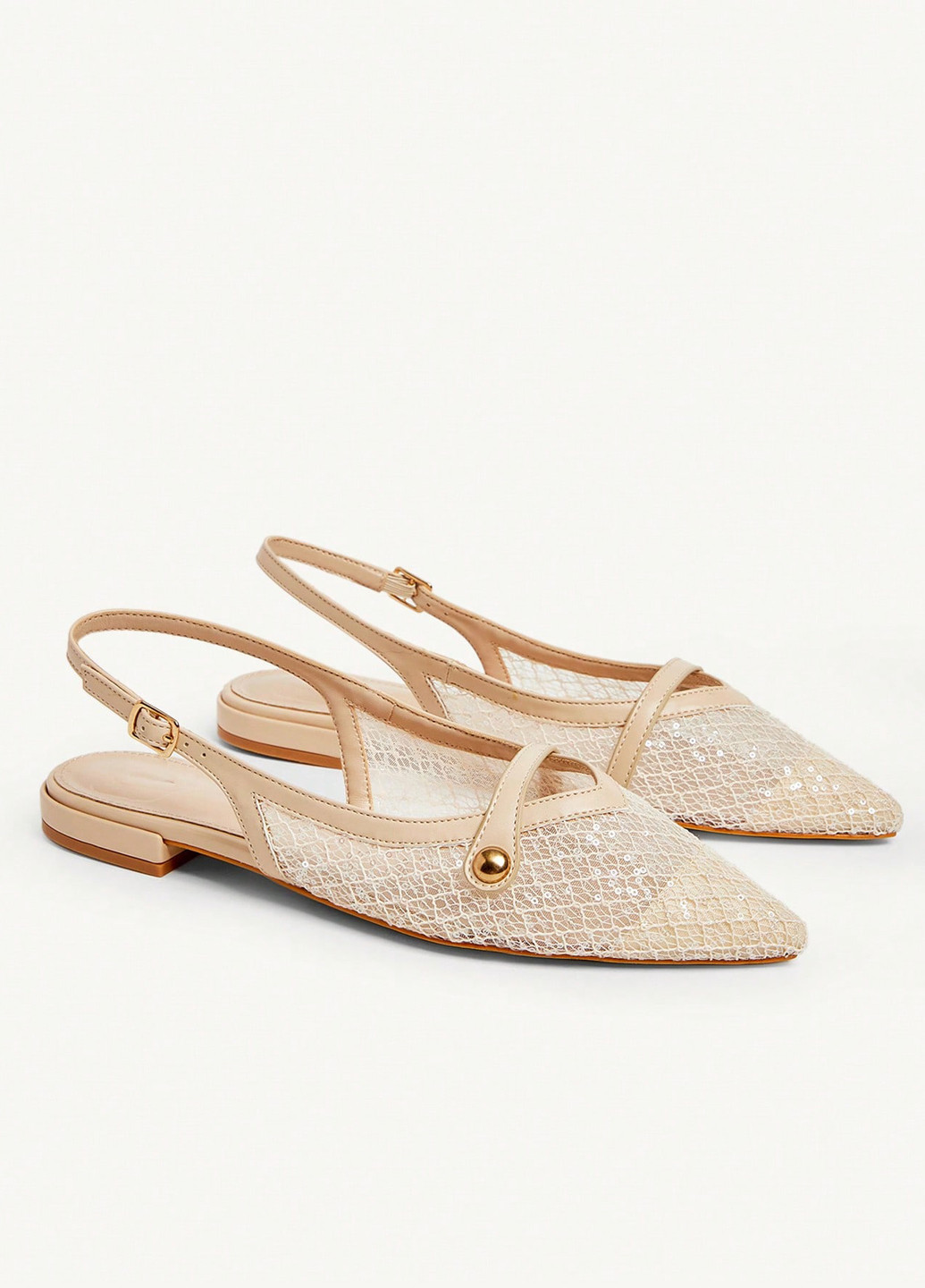 SHEIN Туфлі слінгбекі світло-бежевий з штучна шкіра, текстиль, китай — літо (365437985)