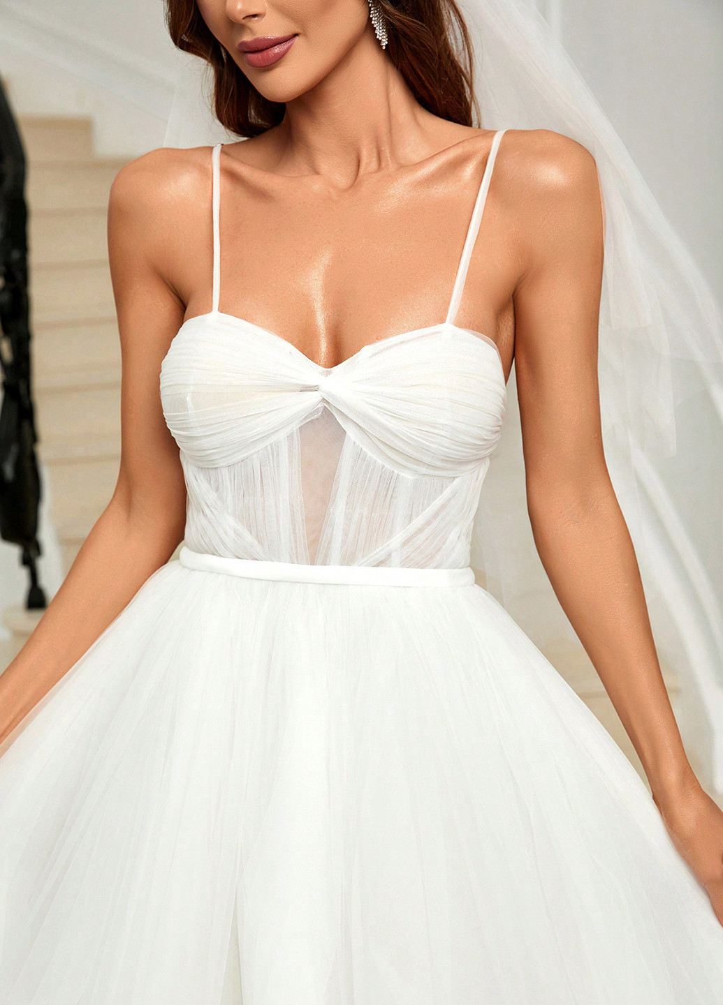 Білий святковий сукня зі шлейфом SHEIN однотонна