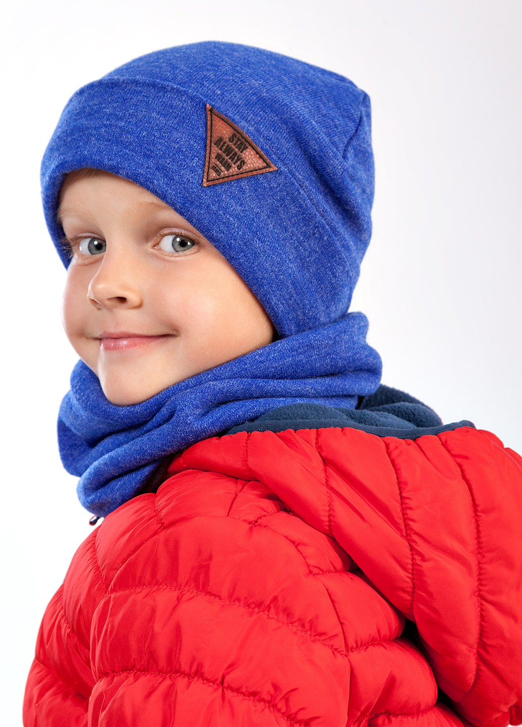Синий демисезонный комплект (шапка, шарф-снуд) JAMS