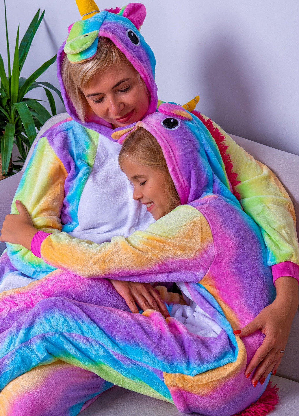 Комбинированная всесезон детская пижама кигуруми радужный единорог DobraMAMA