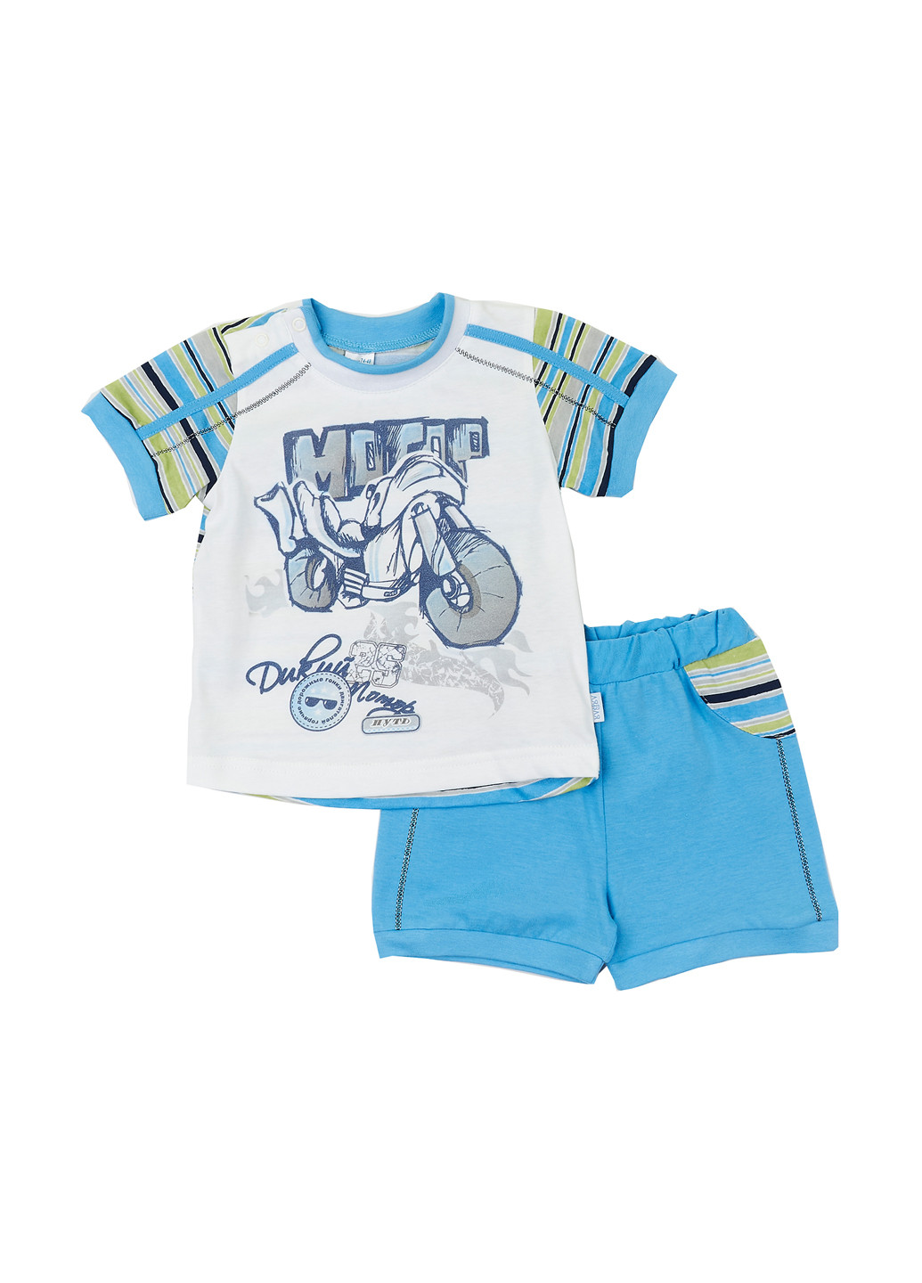 Блакитний демісезонний комплект (футболка, шорти) Ляля