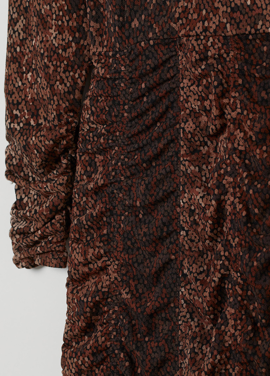 Коричневое кэжуал платье а-силуэт H&M с абстрактным узором