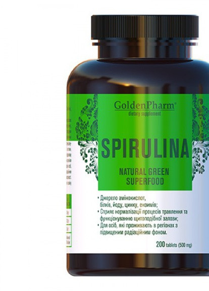 Спіруліна (Spirulina) 200 таблеток Голден-Фарм (254371949)