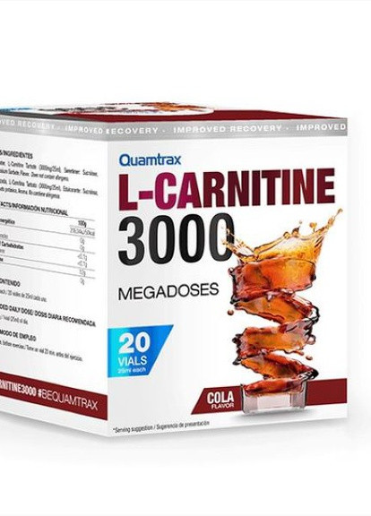 L-карнитин L-Carnitine 3000 20 vials (Cola) Quamtrax (254341577)