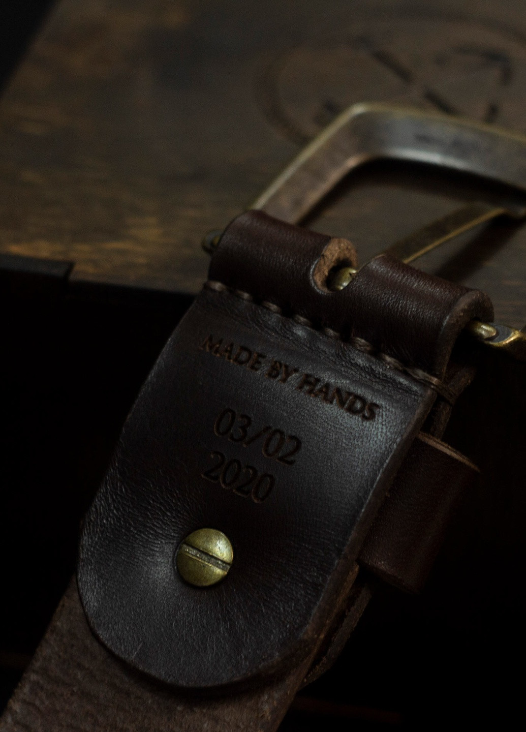 Ремінь чоловічий шкіряний з натуральної італійської шкіри в дерев’яній подарунковій коробочці - Коричневий Anchor Stuff oldsalt belt (241801895)
