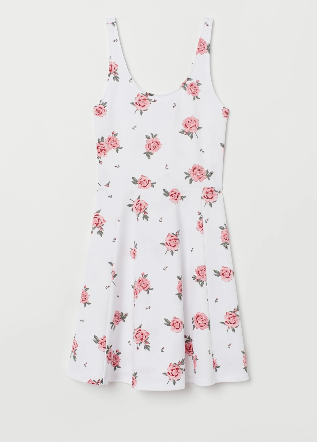 Белое кэжуал платье H&M розы