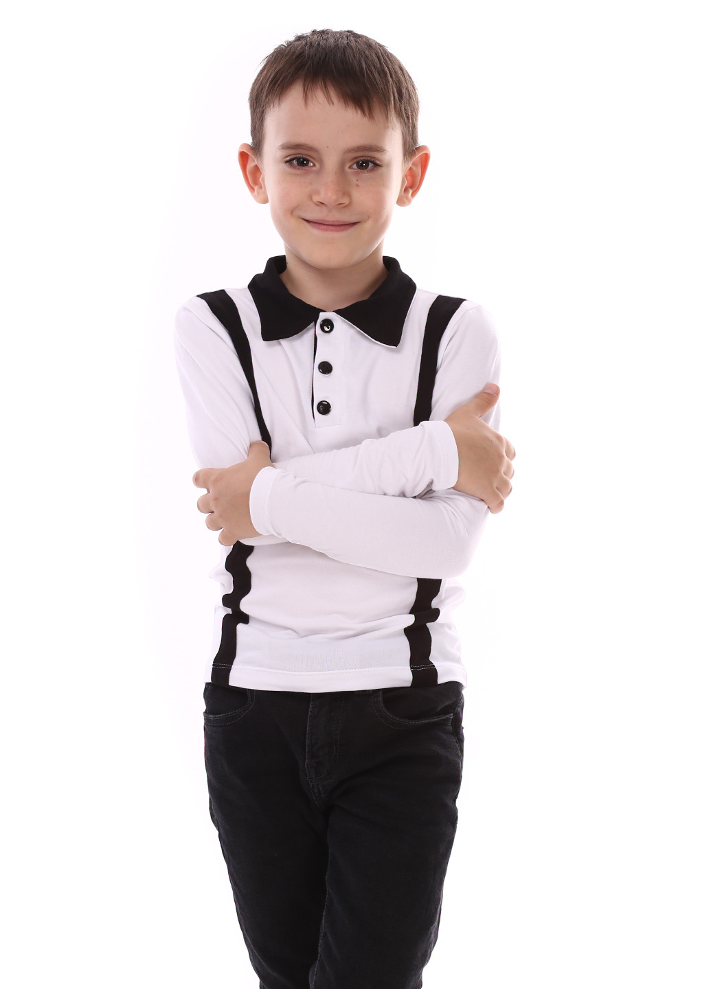 Белая детская футболка-поло для мальчика Vidoli однотонная