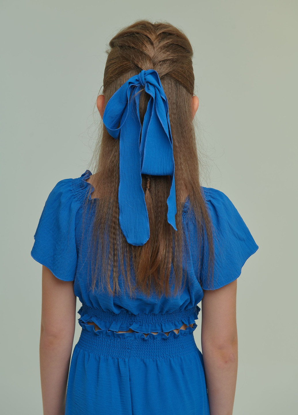 Синій літній брючний костюм (топ+штани) для дівчинки синій брючний Yumster