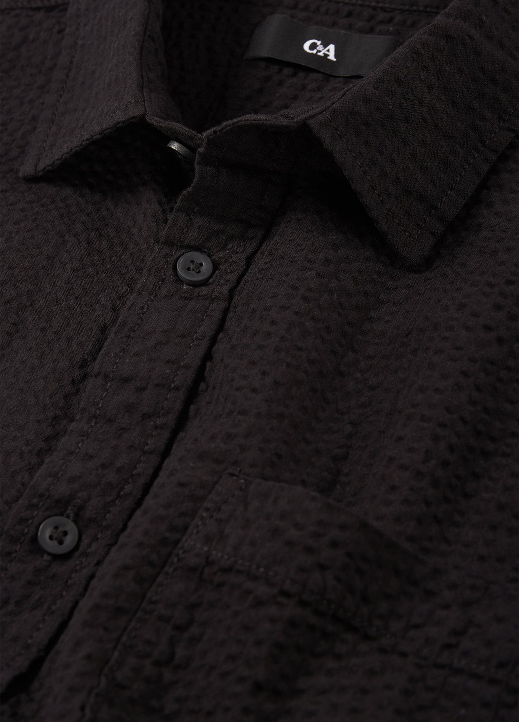 Черная кэжуал рубашка однотонная C&A
