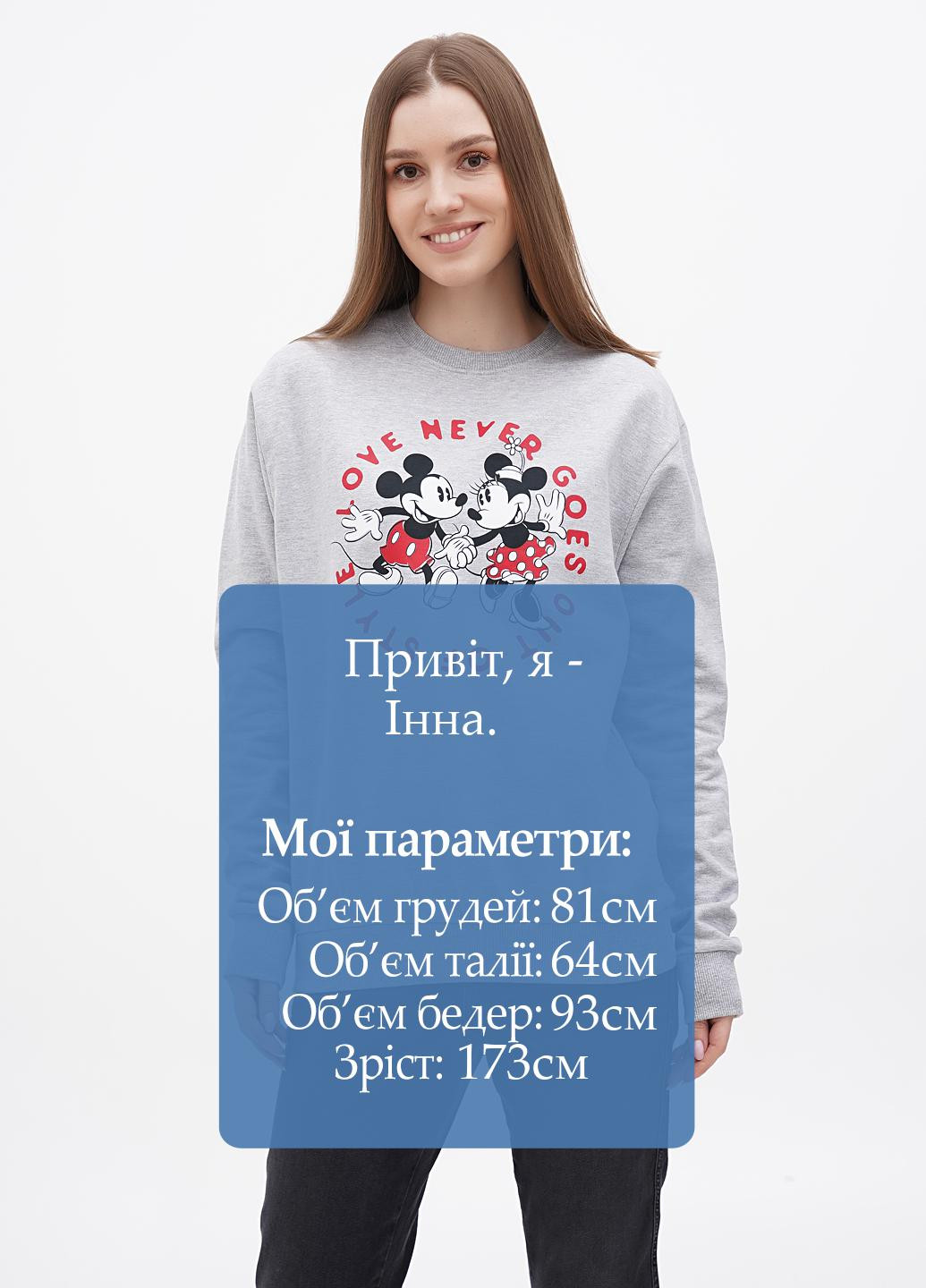 Світло-сірий світшот Disney персонажі без декору (272602937)