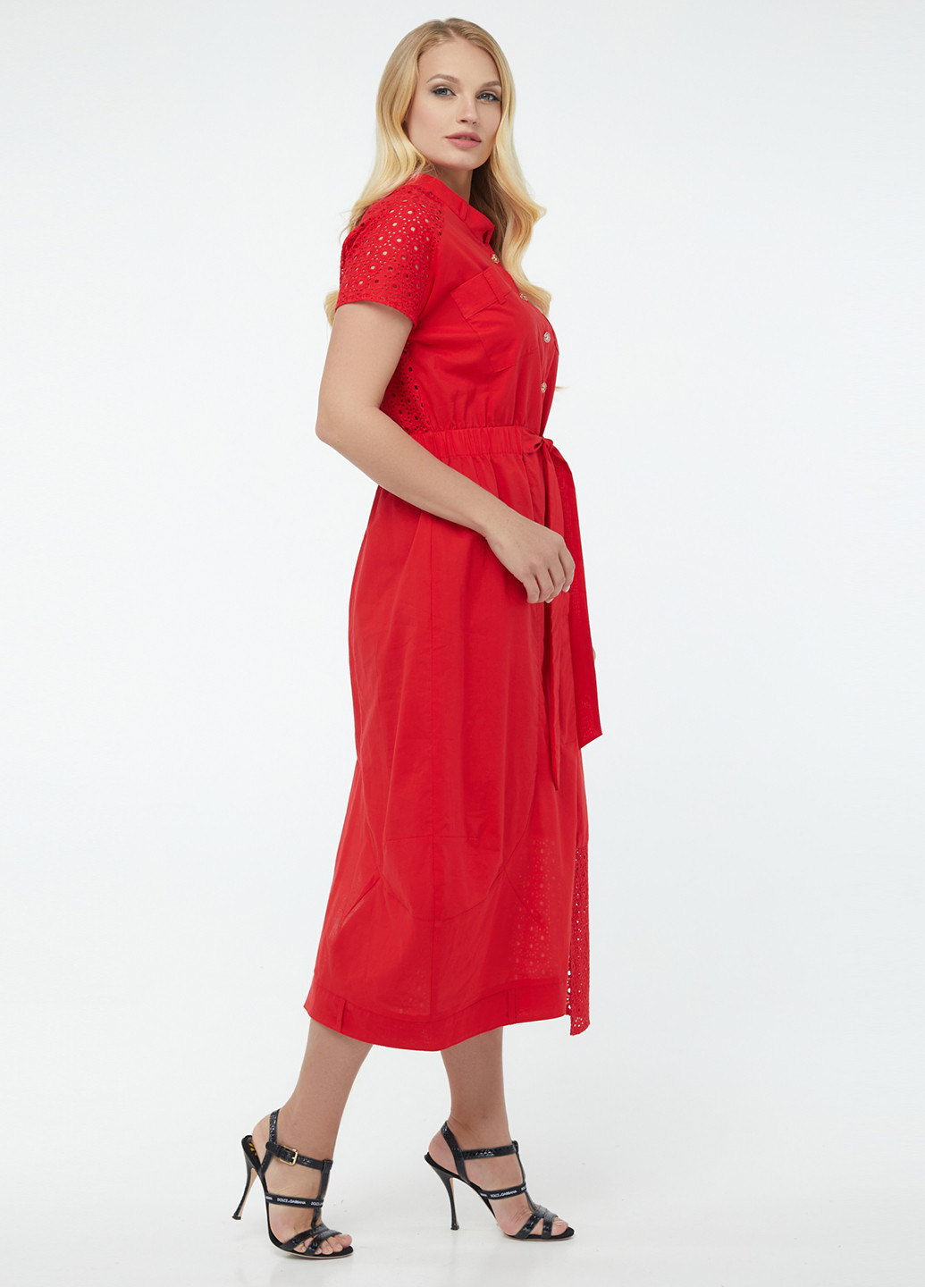 Красное кэжуал платье рубашка A'll Posa однотонное