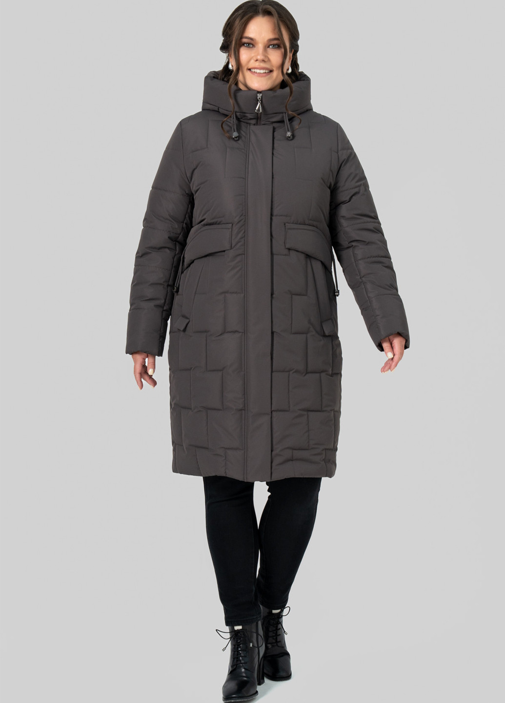 Серо-коричневая зимняя куртка A'll Posa