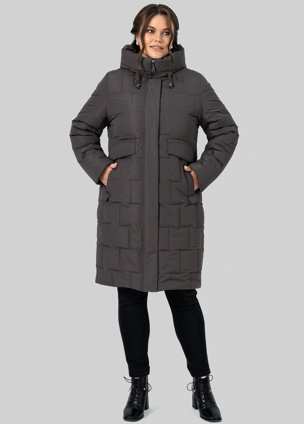 Серо-коричневая зимняя куртка A'll Posa