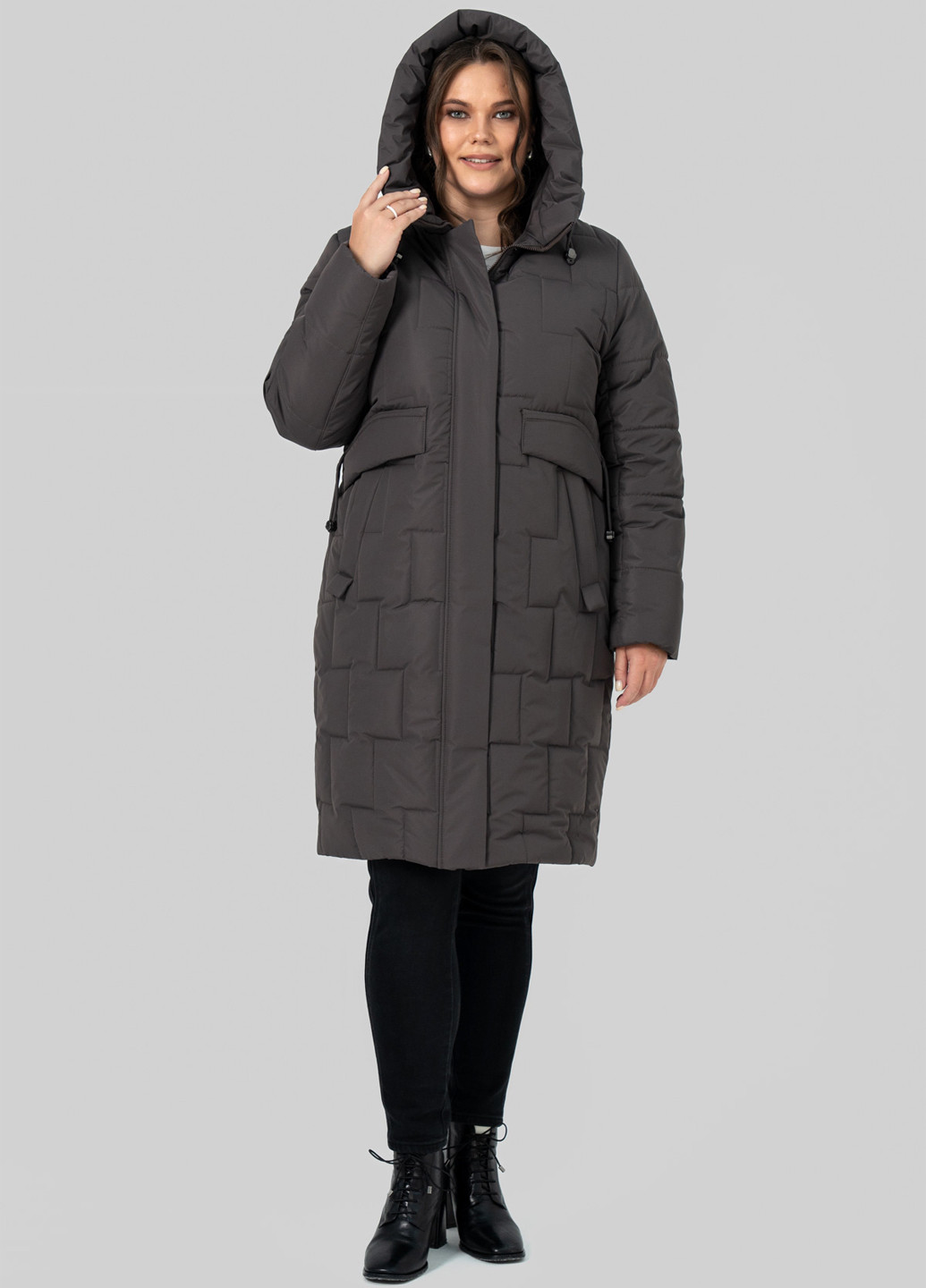 Серо-коричневая зимняя куртка A'll Posa