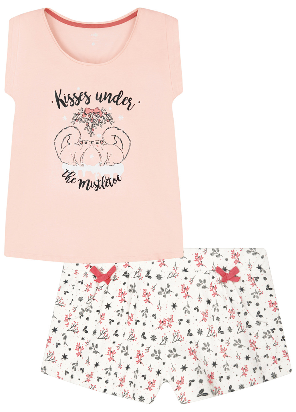Розовая всесезон пижама (футболка, шорты) Oodji