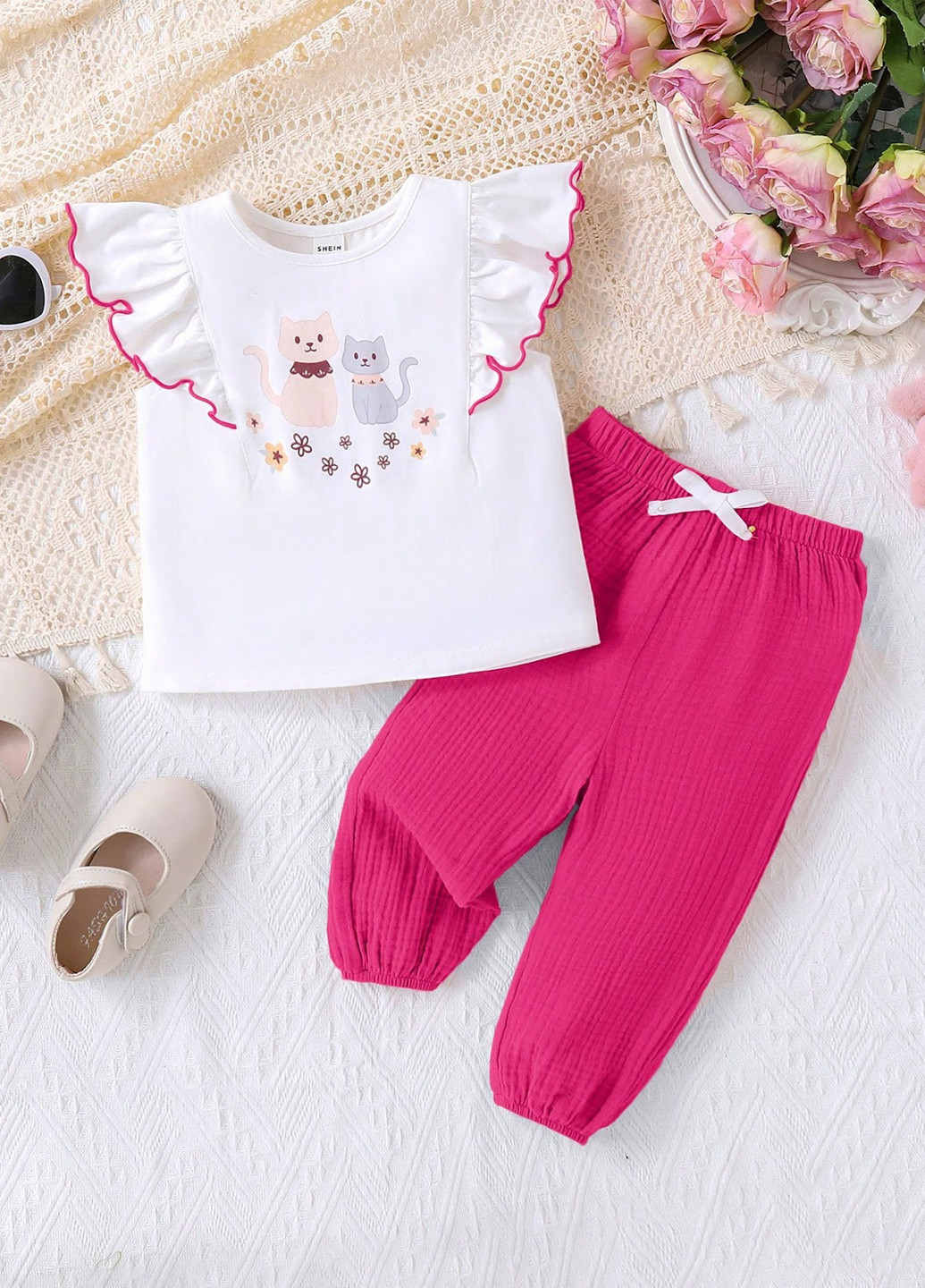 Комбінований літній комплект (блуза, штани) SHEIN