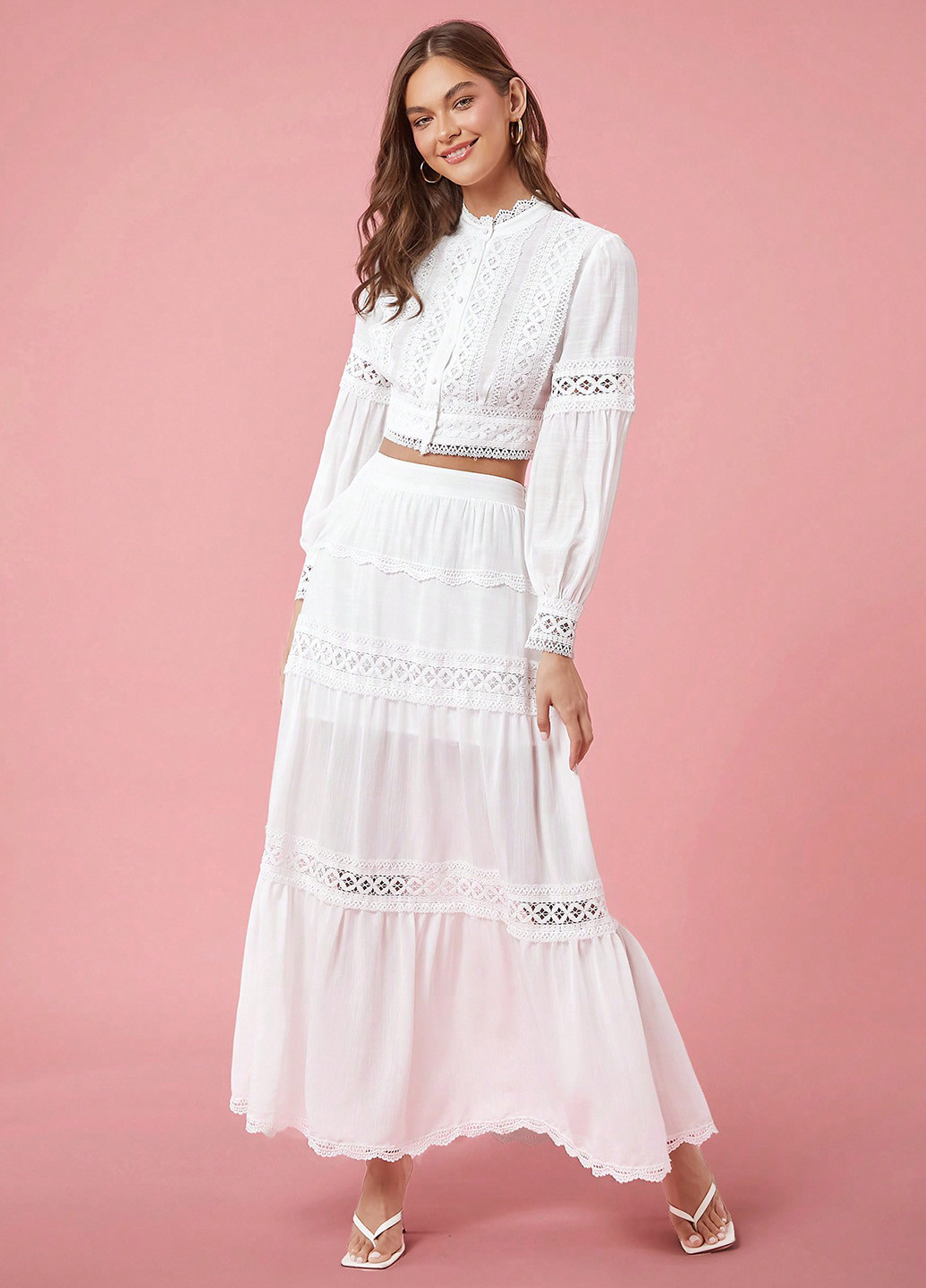 Белая кэжуал однотонная юбка SHEIN