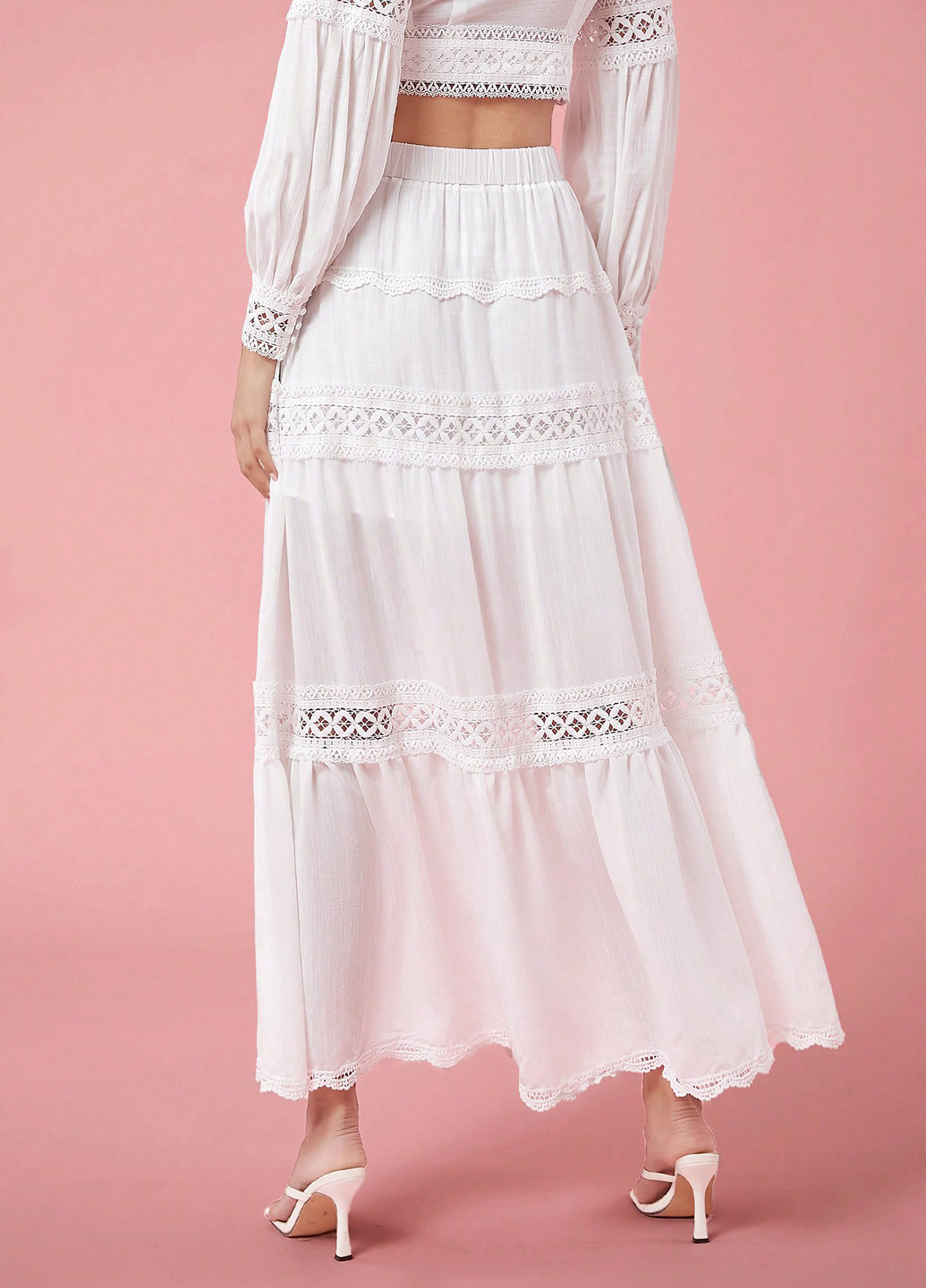 Белая кэжуал однотонная юбка SHEIN