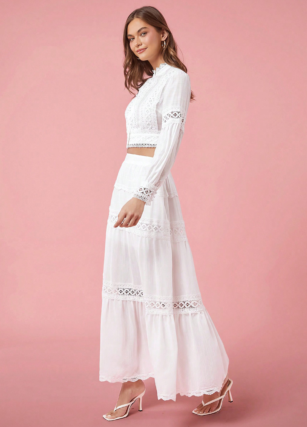 Белая кэжуал однотонная юбка SHEIN