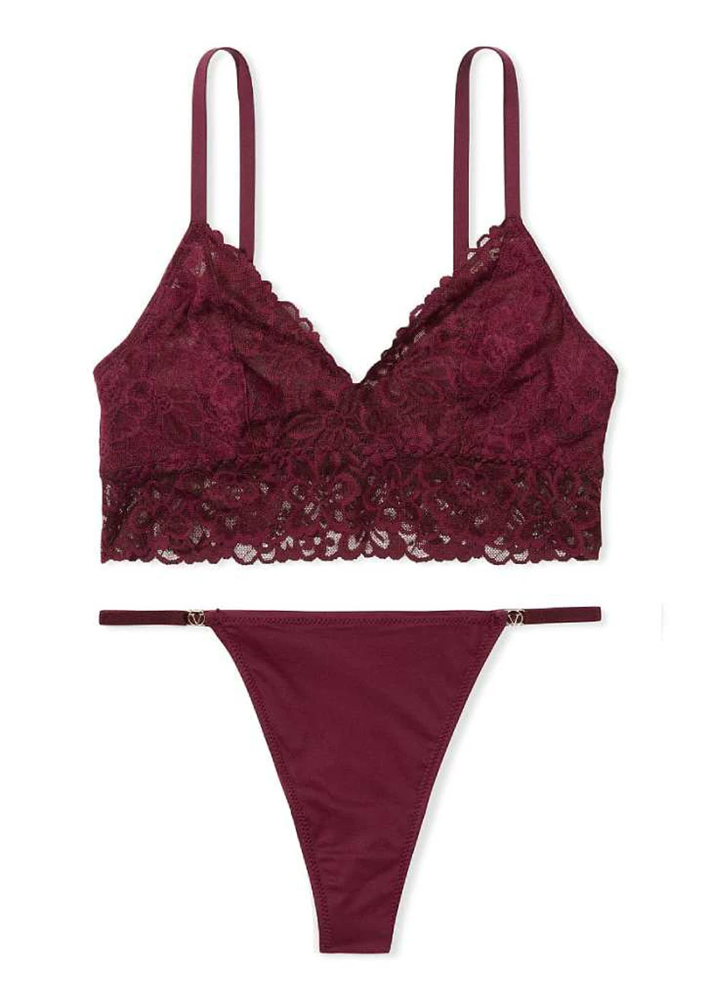 Бордовий демісезонний комплект (бюстгальтер, трусики) Victoria's Secret
