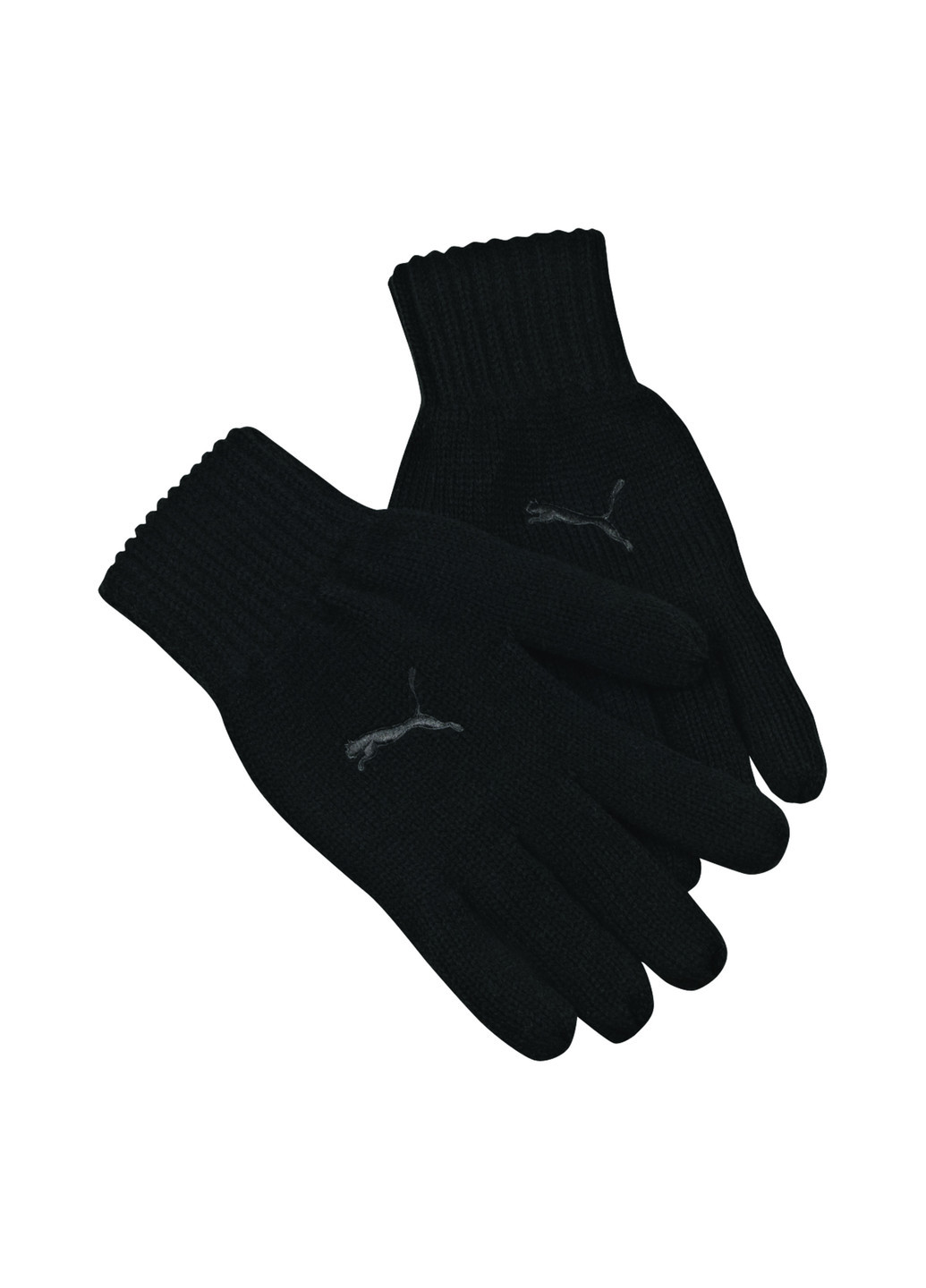 Перчатки Puma Fundamentals Knit Gloves однотонные чёрные спортивные