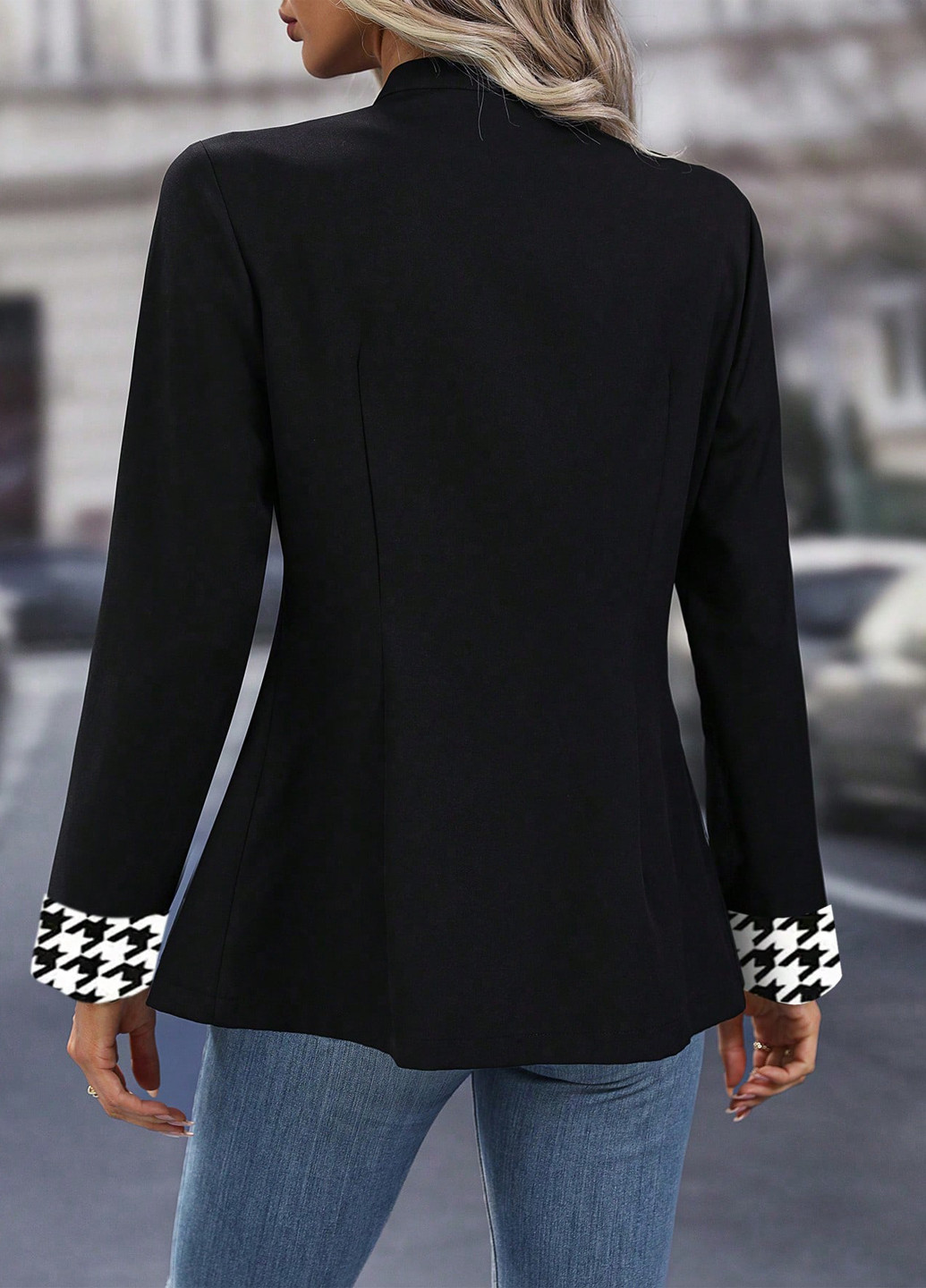 Черный женский жакет SHEIN колор блок - демисезонный