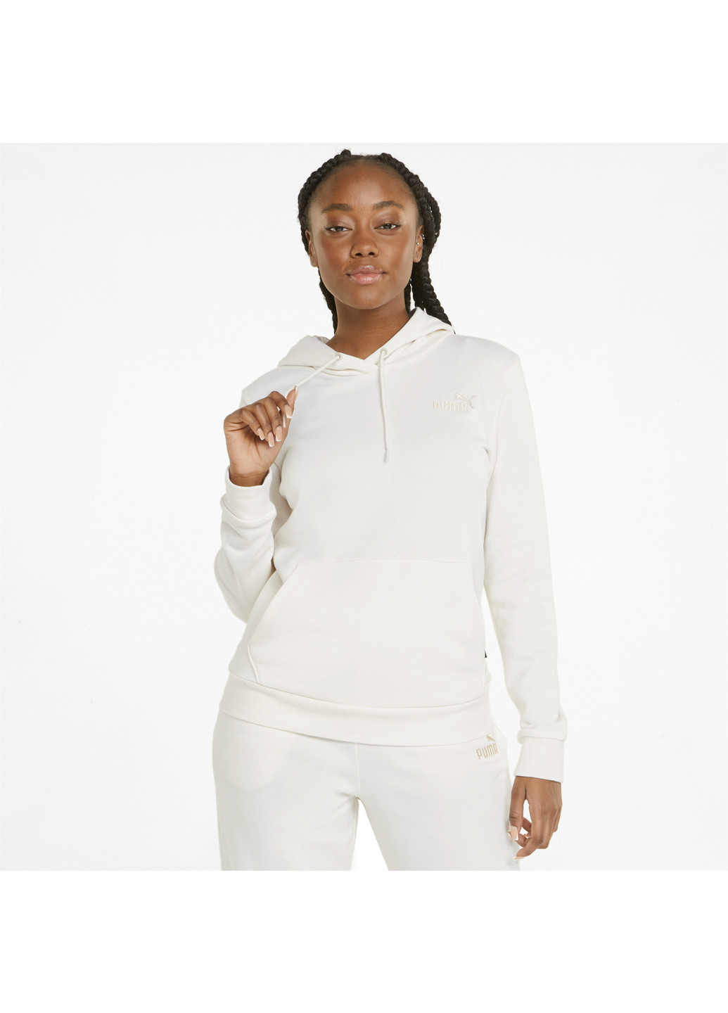 Комбинированное спортивное толстовка essentials+ embroidery women's hoodie Puma однотонное