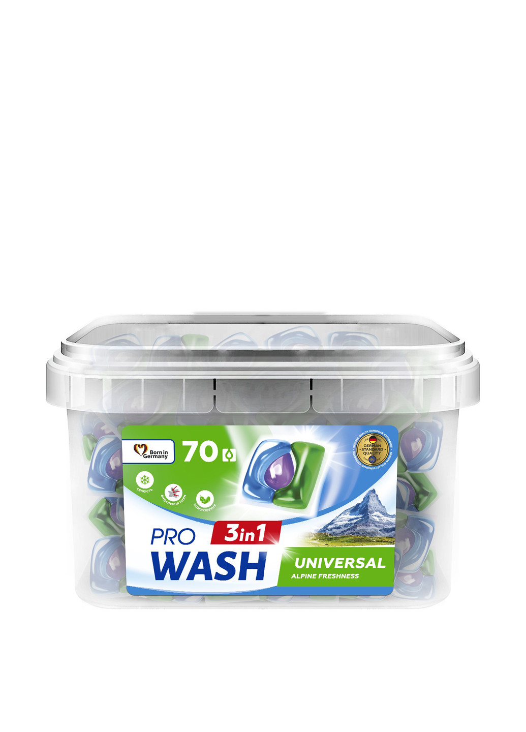 Средство для стирки в виде капсул Альпийская свежесть 3в1, 70шт Pro Wash (296207186)