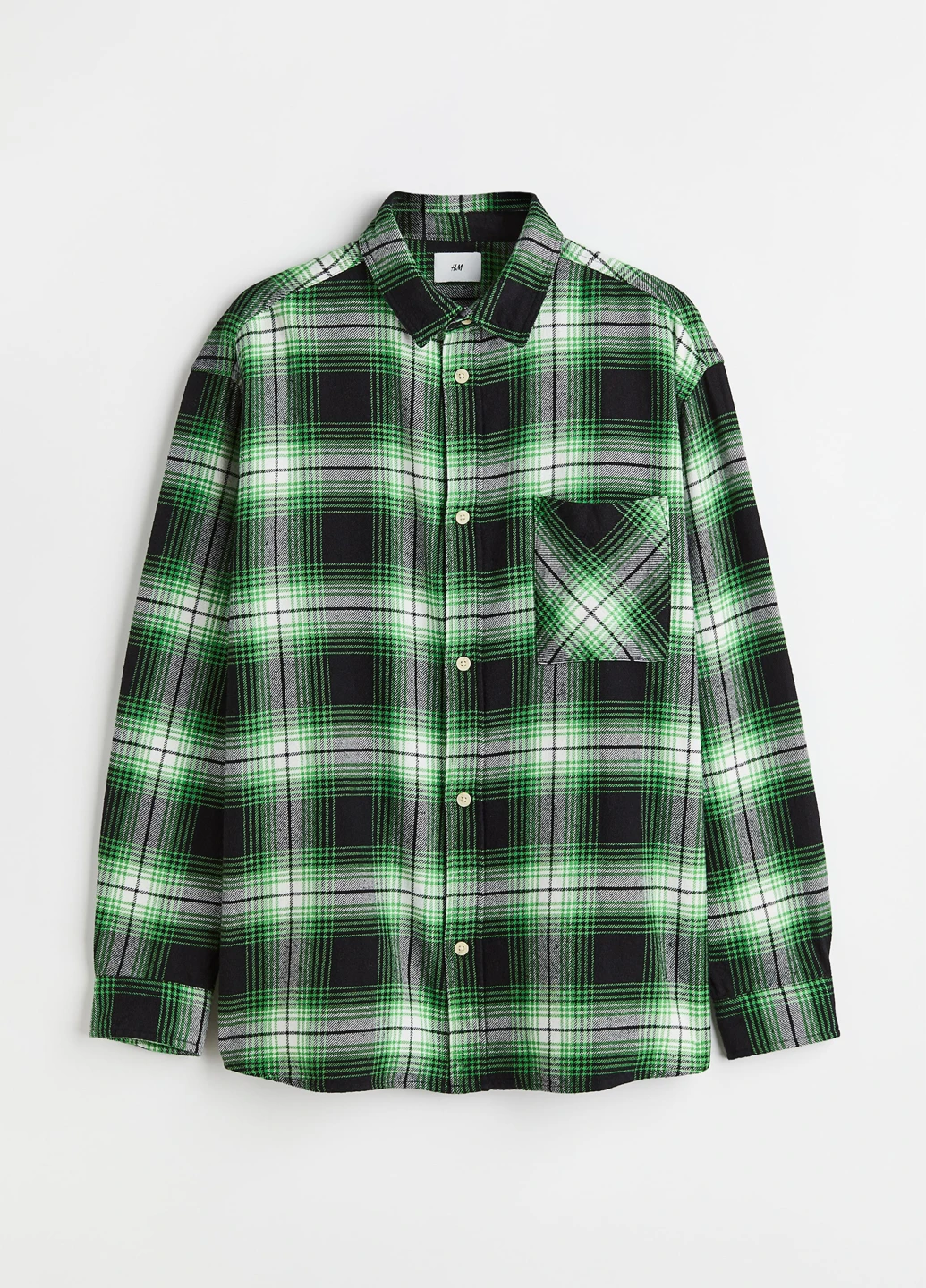 Зеленая кэжуал рубашка в клетку H&M