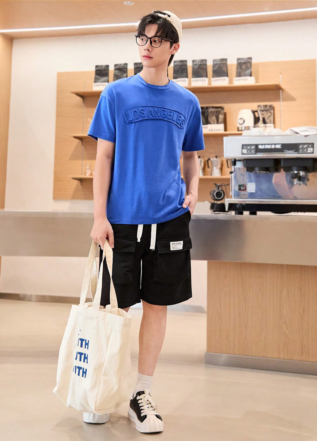 Синий летний комплект (футболка, шорты) SHEIN