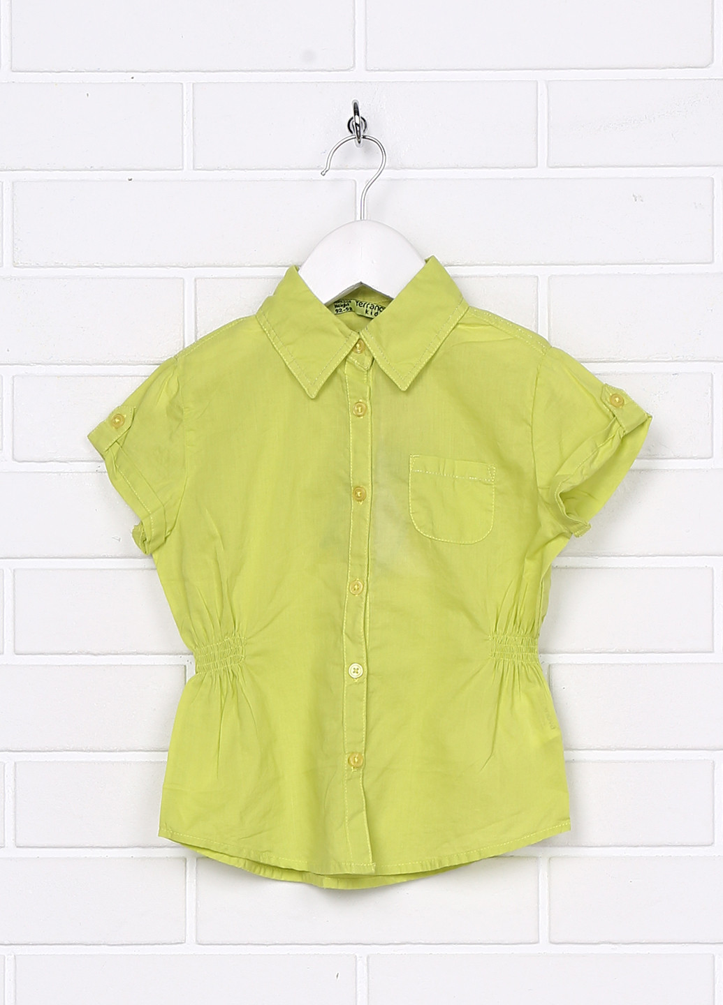 Зеленая однотонная блузка с коротким рукавом Terranova летняя